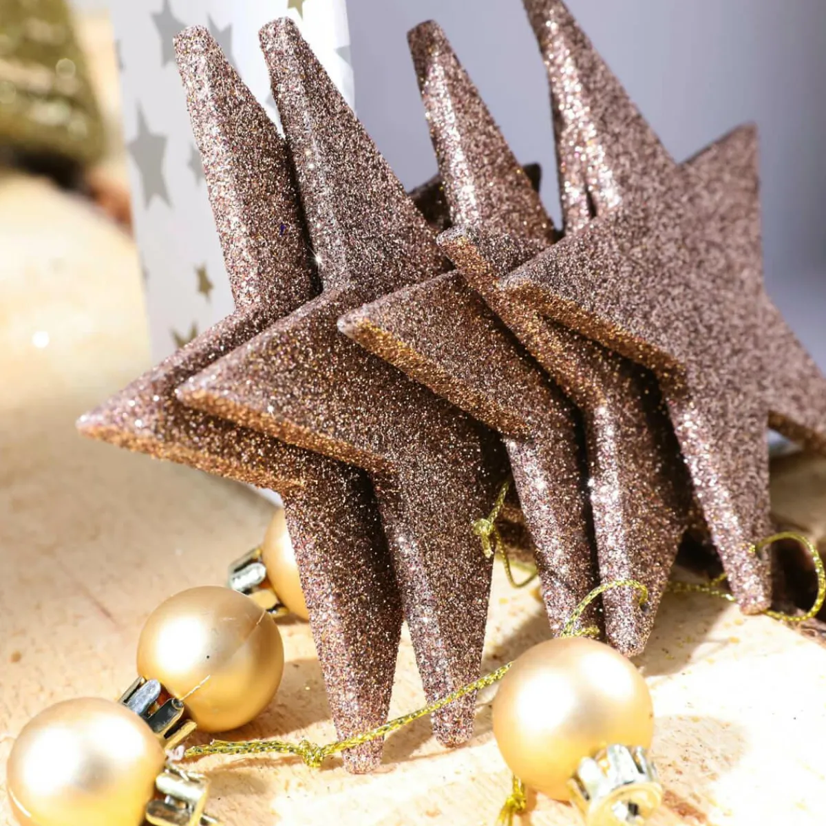 Estrella De Navidad>DecoWoerner Estrellas Brillantes Decorativas Nougat, Ø 10 Cm, 10 Piezas marrón