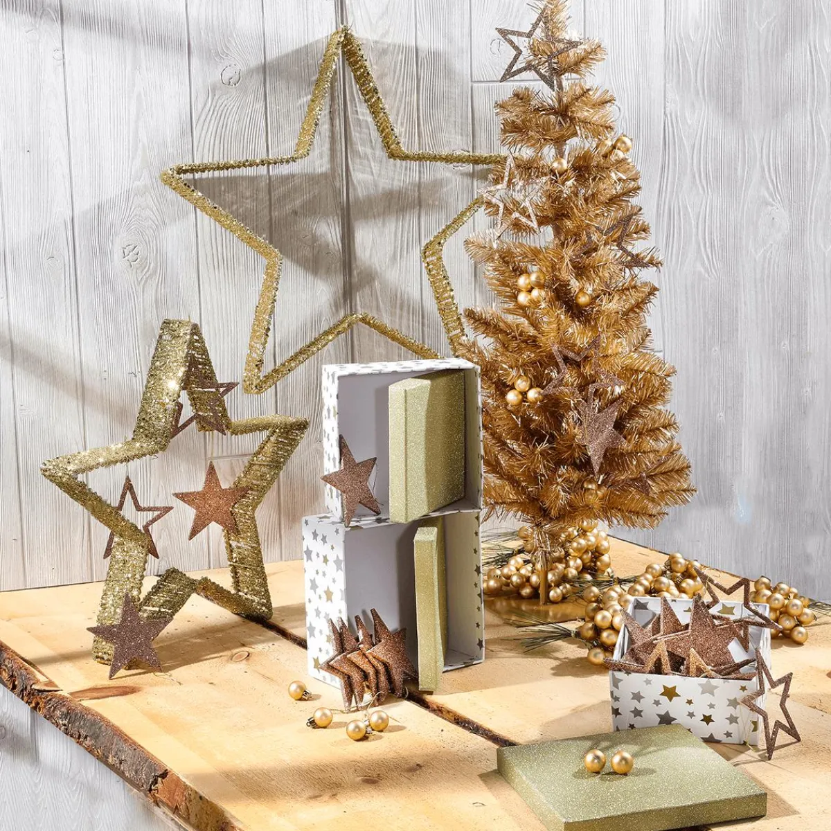 Estrella De Navidad>DecoWoerner Estrellas Brillantes Decorativas Nougat, Ø 10 Cm, 10 Piezas marrón