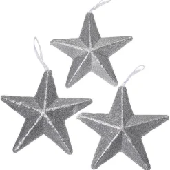 Estrella De Navidad>DecoWoerner Estrellas Brillantes Decorativas , Ø 20 Cm, 3 Piezas plata