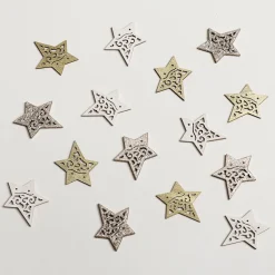 Decoración De Otoño|Decoración Dispersa>DecoWoerner Estrellas De Madera Dispersas 72 Piezas 4 Cm oro