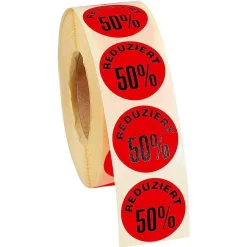 Etiquetaje|Material De Rebajas>DecoWoerner Etiquetas Promocionales 50 %, 1000 Piezas rojo