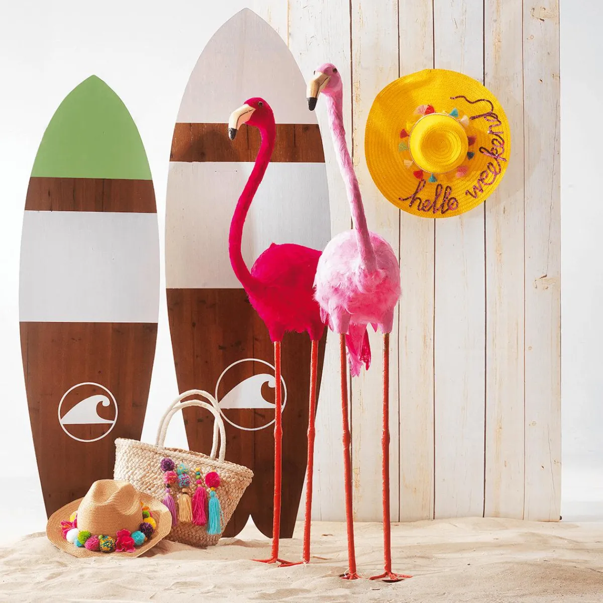 Decoración De Verano>DecoWoerner Expositor De Madera "Tabla De Surf" 160 X 50 Cm marrón