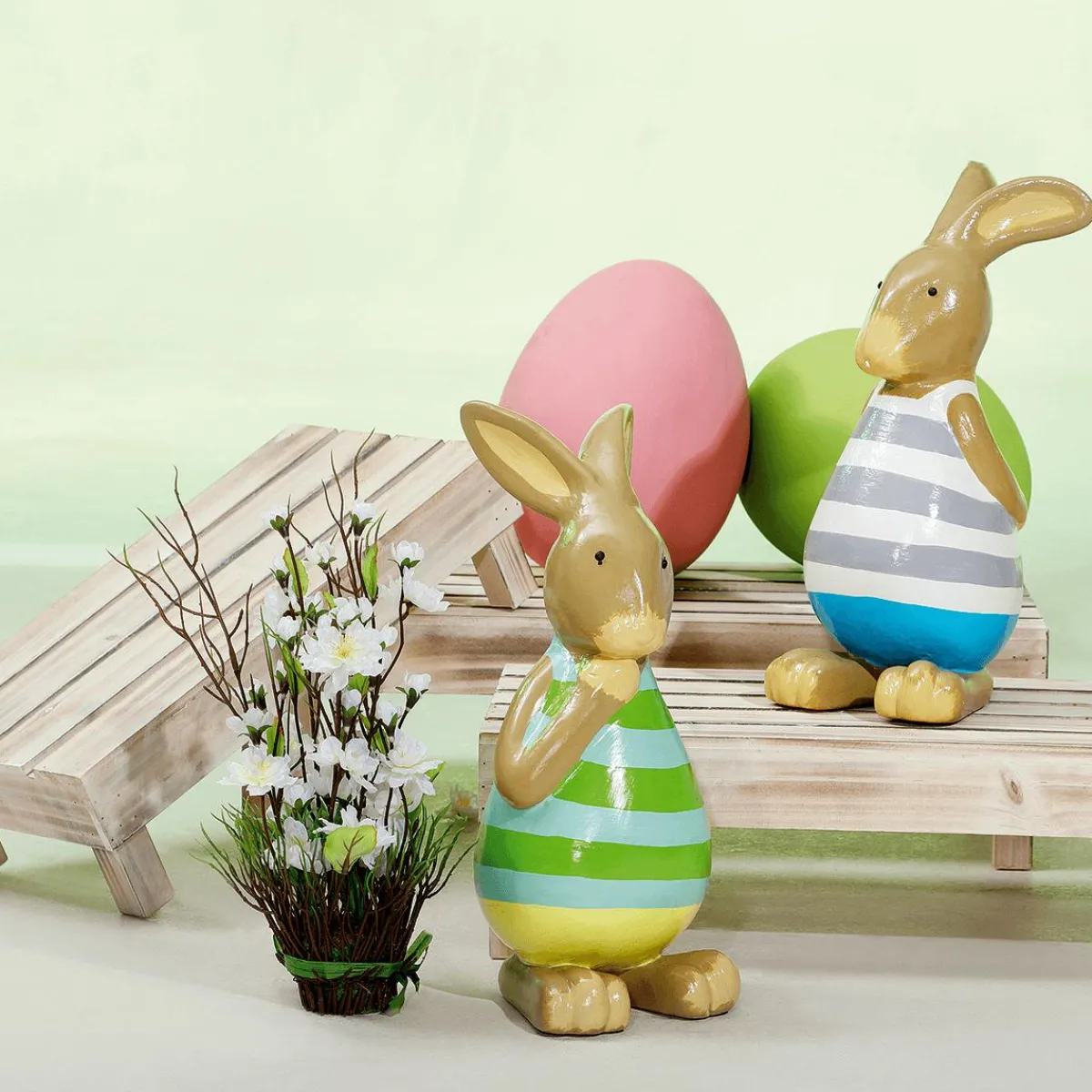 Decoración De Animales|Decoración De Pascua>DecoWoerner Figura Decorativa Conejo De Pascua , 39 Cm verde