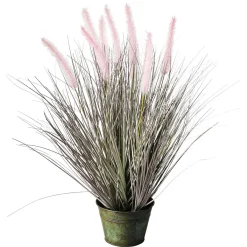 Hierba Decorativa>DecoWoerner Fina Hierba Decorativa De Cerdas De Pluma En Plateado En Una Noble Maceta De Zinc 57 Cm rosa
