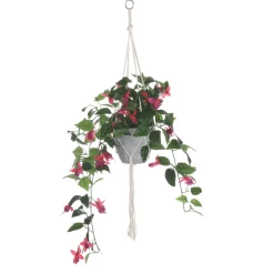 Plantas Colgantes>DecoWoerner Flor Artificial Fucsia Semáforo Colgante En Maceta 85 Cm violeta