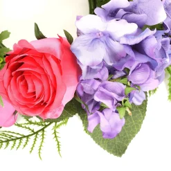 Decoración De Primavera|Ramos Y Coronas De Flores>DecoWoerner Flor De Hortensia Artificial Corona De Flores Para Puerta Rojo Púrpura 30 Cm Ø violeta