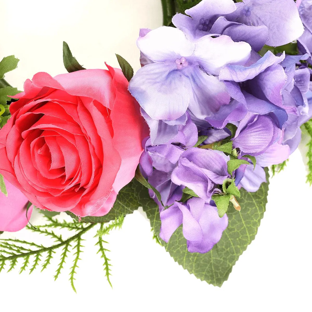 Decoración De Primavera|Ramos Y Coronas De Flores>DecoWoerner Flor De Hortensia Artificial Corona De Flores Para Puerta Rojo Púrpura 30 Cm Ø violeta