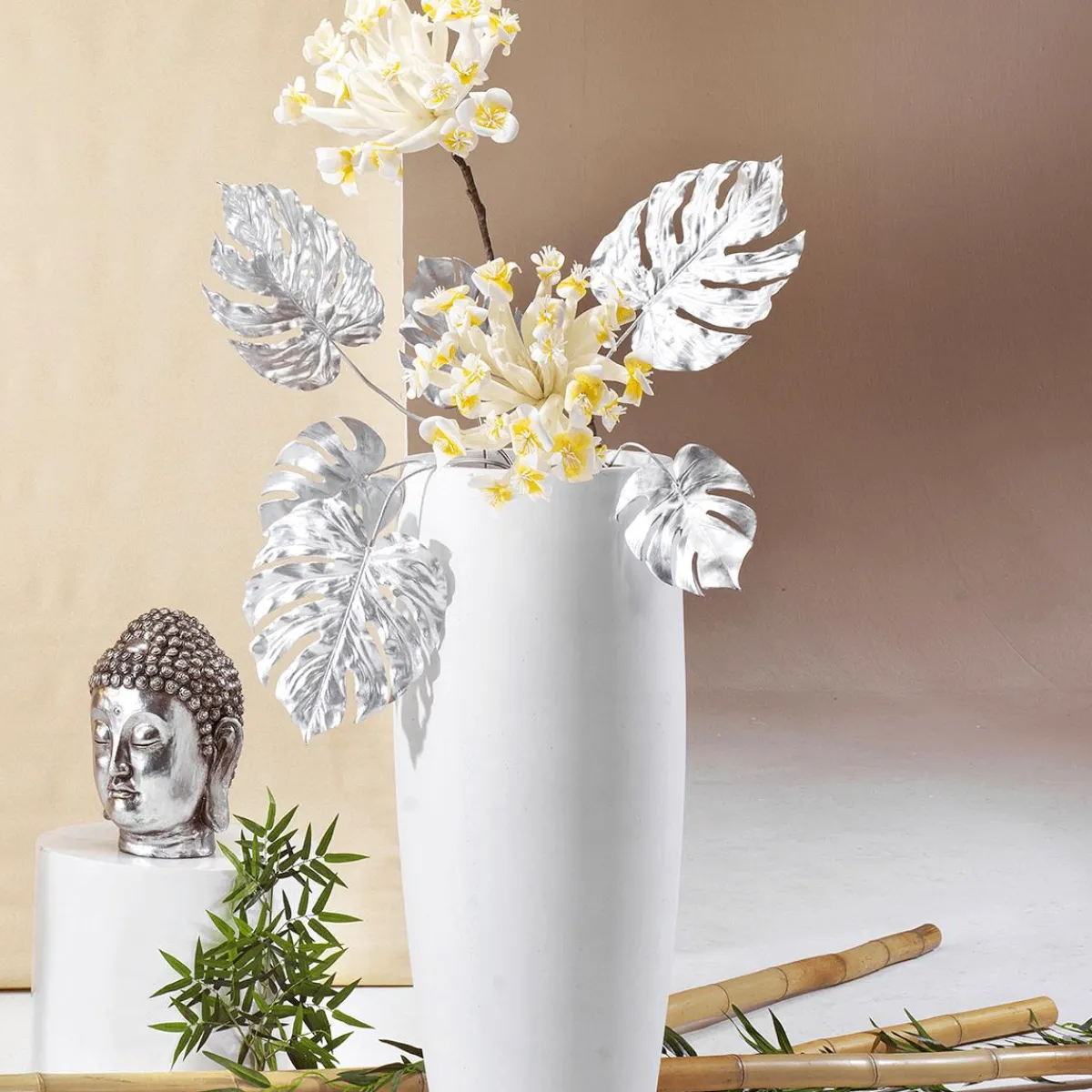 Decoración De Primavera|Flores Artificiales>DecoWoerner Flor De Plástico Frangipani 85 Cm blanco
