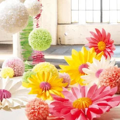 Decoración Temática|Decoración De Primavera>DecoWoerner Flor De Pompón, Ø 16 Cm, Amarilla, 2 Piezas amarillo