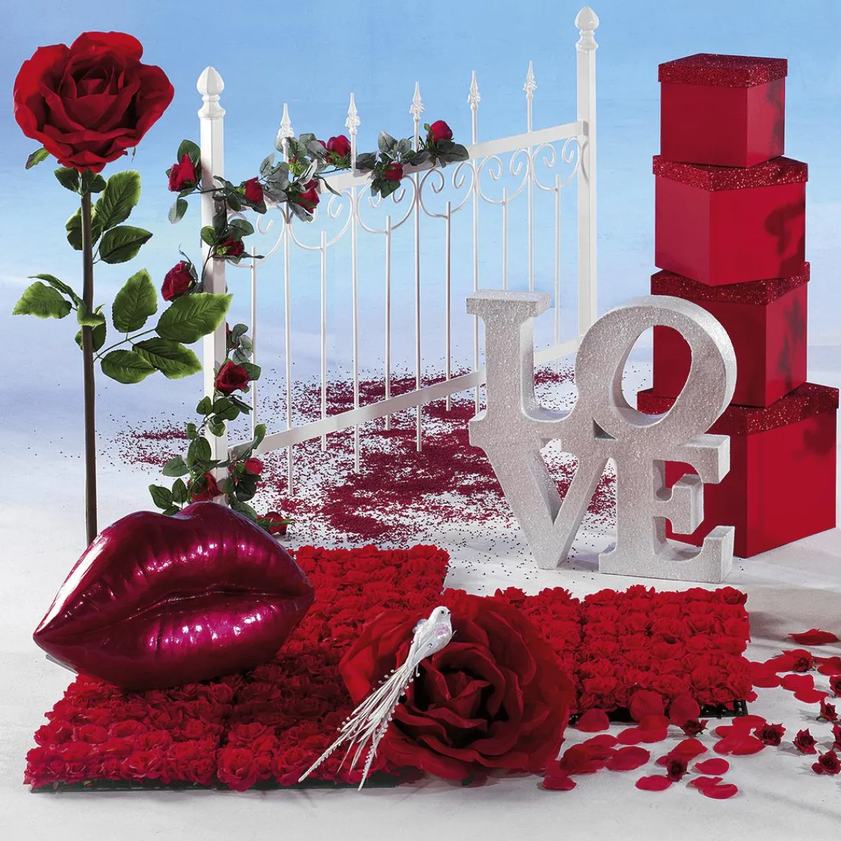 Decoración Temática|Cabezas De Flores Artificiales>DecoWoerner Flor Del Rosal XL Artificial, Ø 40 Cm, Color rojo