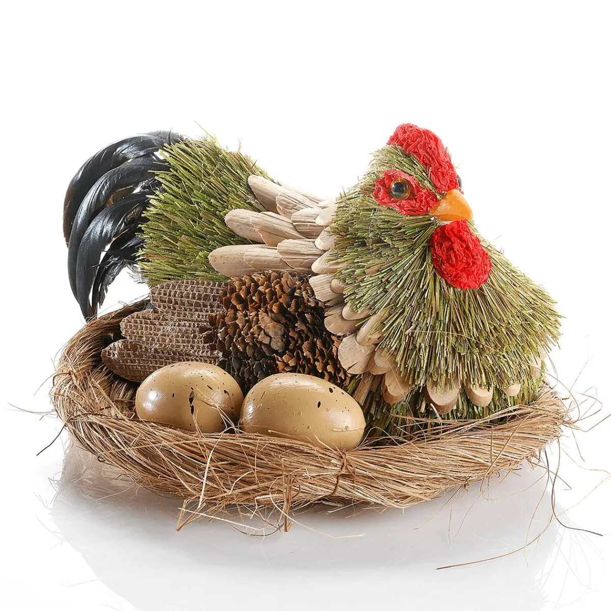 Decoración De Animales|Decoración De Pascua>DecoWoerner Gallina Deco Sobre Nido 23 Cm Ø, 16 Cm De Altura verde