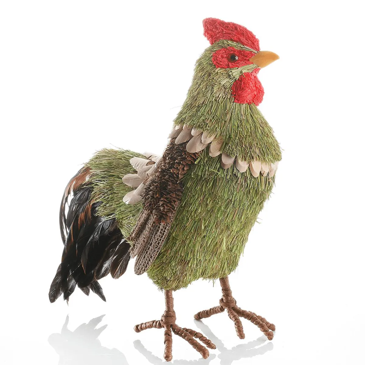 Decoración De Animales|Decoración De Pascua>DecoWoerner Gallo Decorativo De 21 Cm De Altura verde