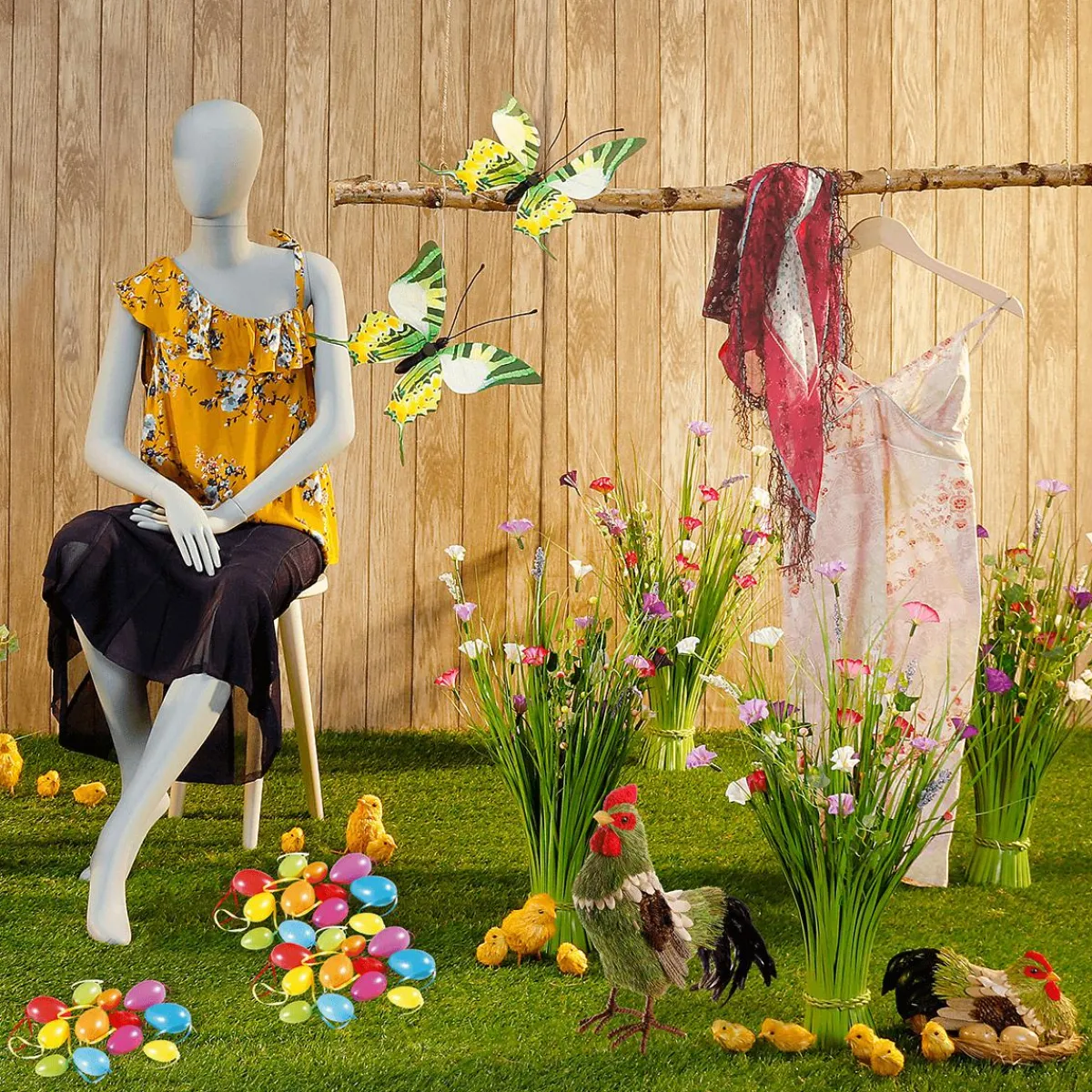 Decoración De Animales|Decoración De Pascua>DecoWoerner Gallo Decorativo De 21 Cm De Altura verde