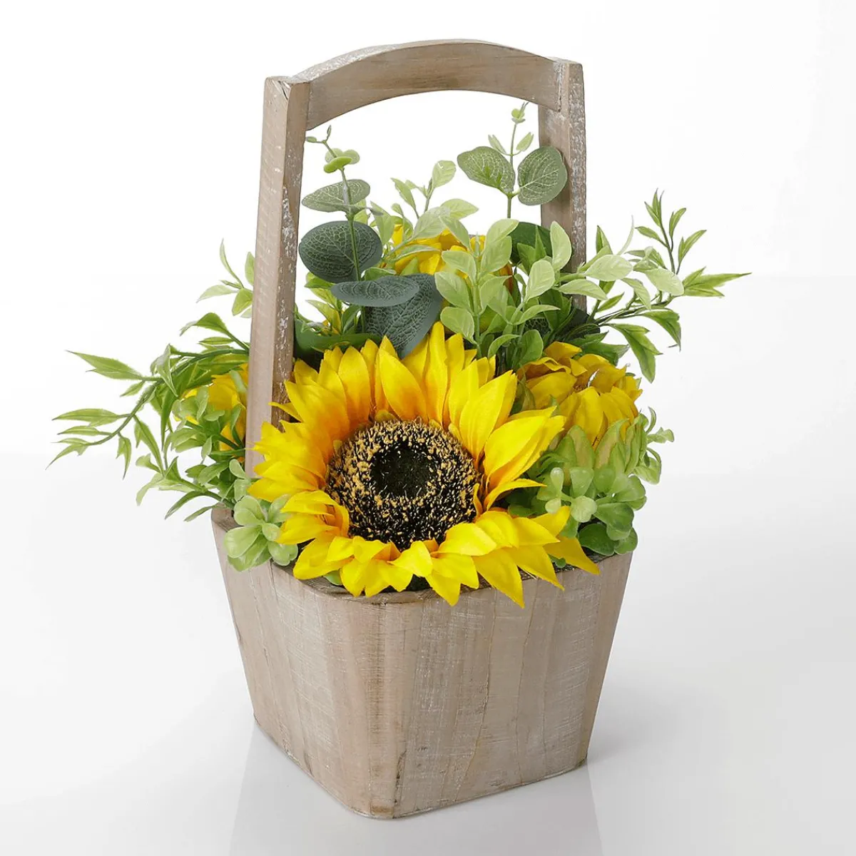 Decoración De Otoño|Flores Artificiales>DecoWoerner Girasoles Artificiales En Cesta 31 Cm amarillo