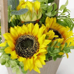 Decoración De Otoño|Flores Artificiales>DecoWoerner Girasoles Artificiales En Cesta 31 Cm amarillo