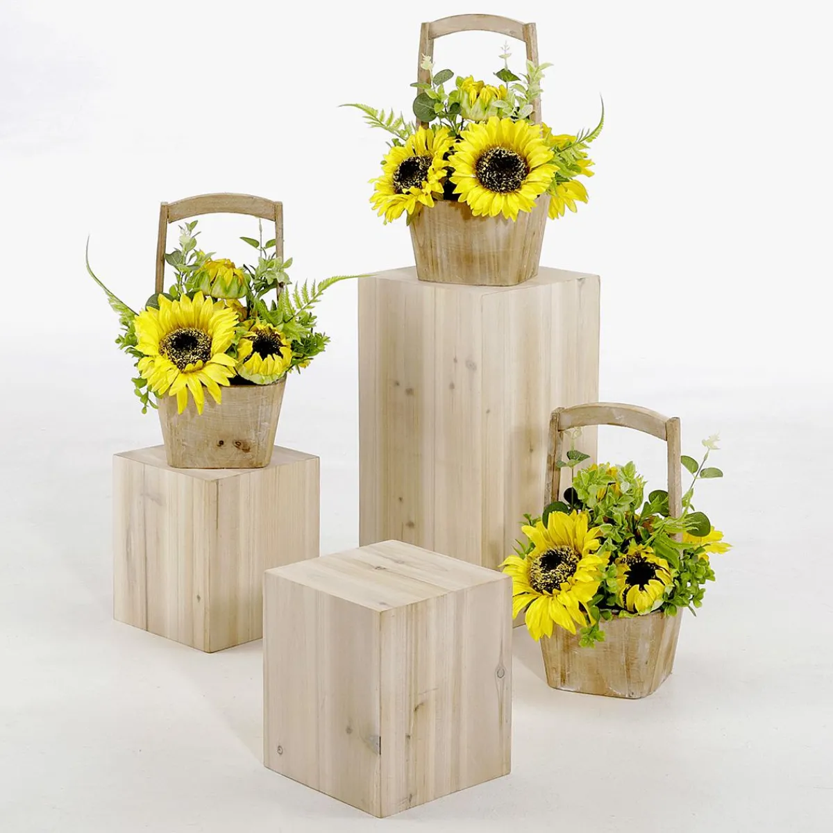 Decoración De Otoño|Flores Artificiales>DecoWoerner Girasoles Artificiales En Cesta 31 Cm amarillo