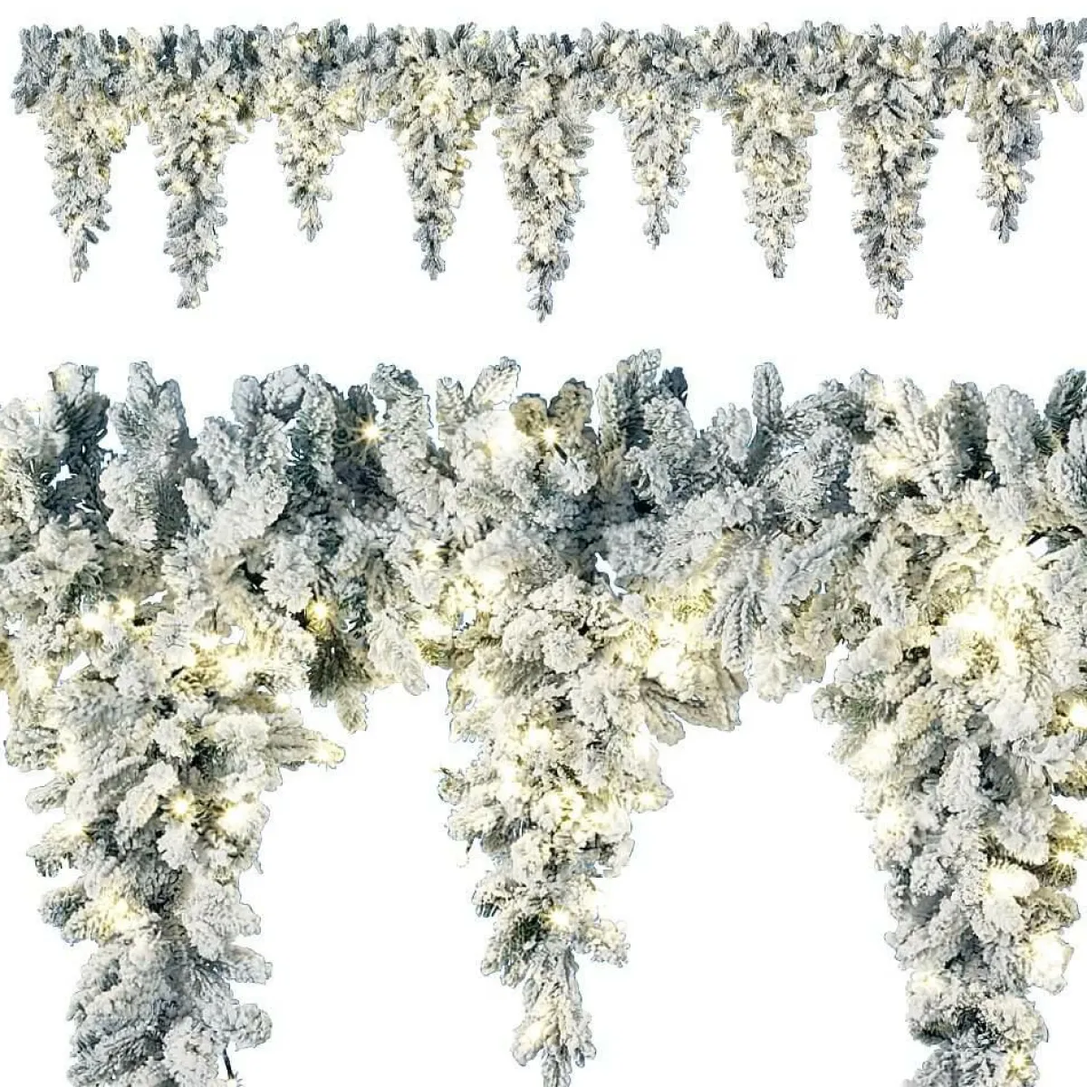 Guirnaldas De Navidad>DecoWoerner Guirnalda De Abeto Con Carámbanos LED Cubierta De Nieve, 270 Cm blanco