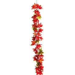 Decoración De Otoño|Guirnaldas Y Vides>DecoWoerner Guirnalda De Arce Roja - Verde 180 Cm rojo