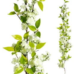 Decoración De Primavera|Guirnaldas Y Vides>DecoWoerner Guirnalda De Flores De Cerezo Artificial 110 Cm blanco