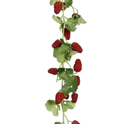 Decoración De Verano|Ramas Y Ramitas>DecoWoerner Guirnalda De Frambuesas Artificiales 50 Cm Con 21 Frutos rojo