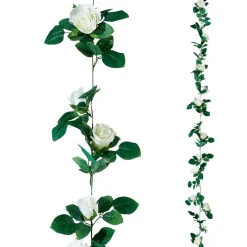Decoración Temática|Guirnaldas Y Vides>DecoWoerner Guirnalda De Rosas Artificial 180 Cm, Color blanco
