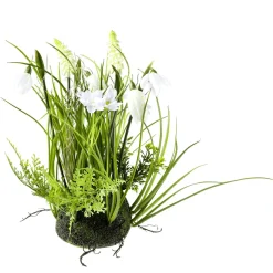 Decoración De Primavera|Hierba Decorativa>DecoWoerner Hemisferio De Musgo Artificial Con Flores De Primavera, , 30 Cm blanco