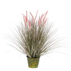 Hierba Decorativa>DecoWoerner Hierba Cola De Zorro En Una Maceta De Zinc De 70 Cm De Altura rosa