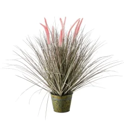Hierba Decorativa>DecoWoerner Hierba Cola De Zorro En Una Maceta De Zinc De 70 Cm De Altura rosa