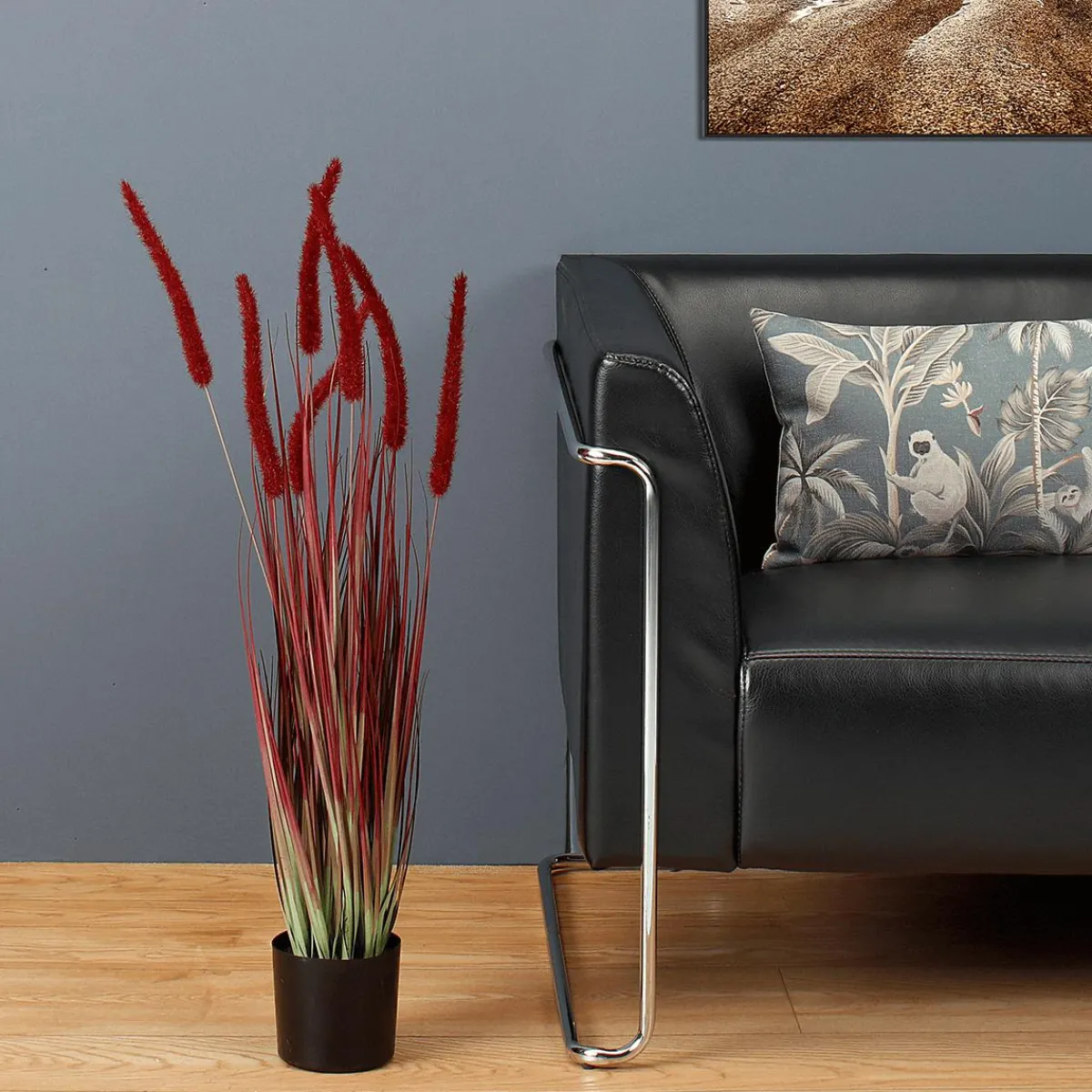Hierba Decorativa>DecoWoerner Hierba De Caña Artificial En La Maceta Altura 90 Cm rojo