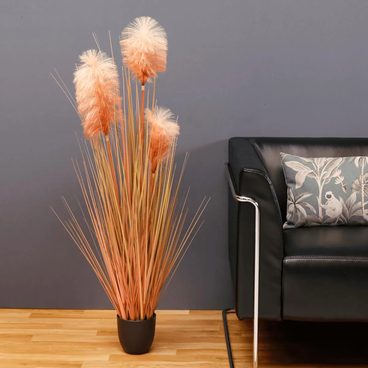 Decoración De Otoño|Decoración De Verano>DecoWoerner Hierba De La Pampa Decorativa De Color En Maceta Negra 117 Cm naranja