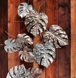 Decoración Dispersa|Hojas>DecoWoerner Hojas De Monstera Artificiales Palo 37 Cm 5 Piezas rosa