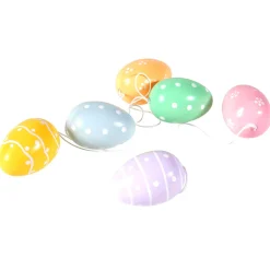 Decoración De Pascua>DecoWoerner Huevos De Pascua Decorativos Para Colgar 6 Cm, Pastel Con Puntos, 6 Piezas multicolor