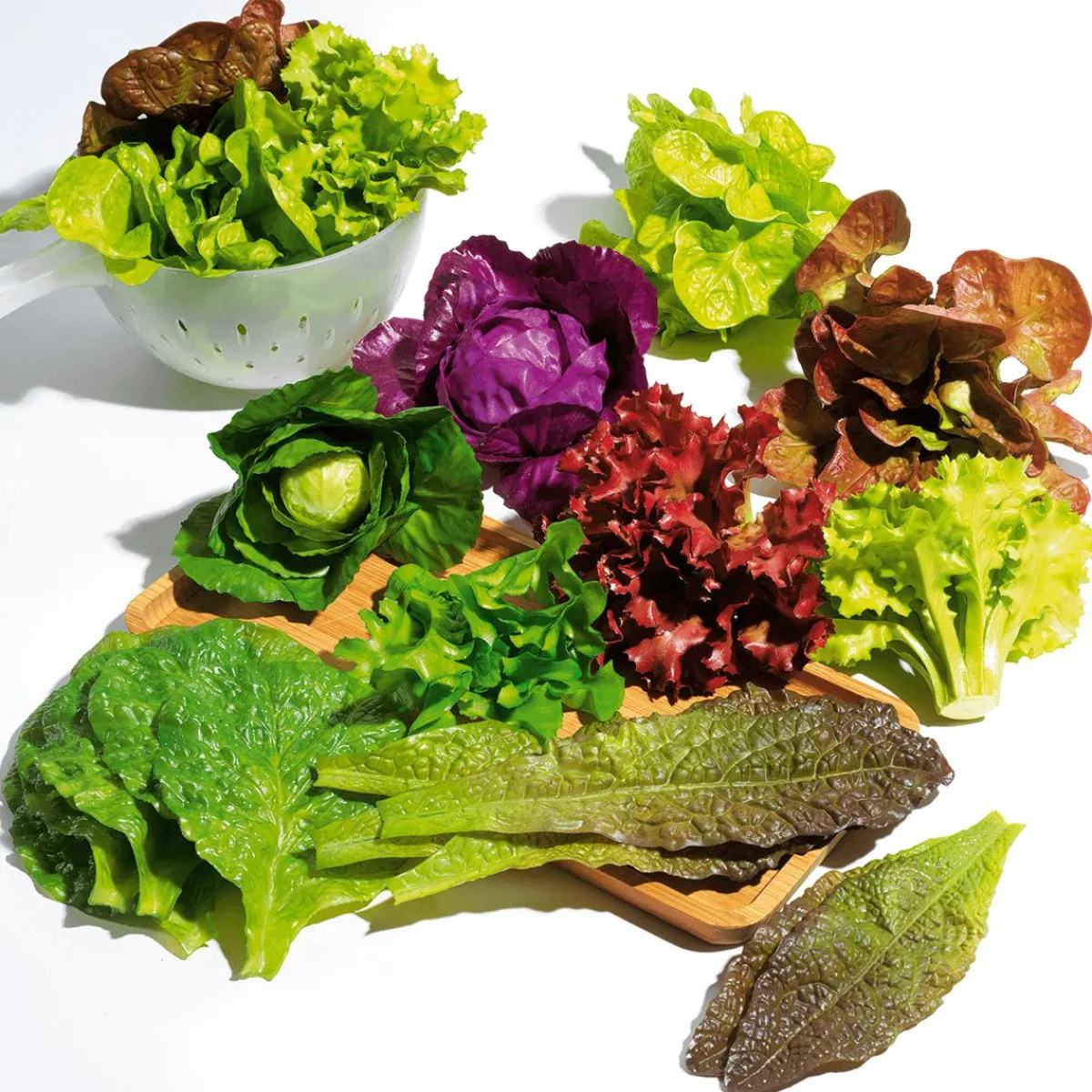 Verduras Y Hierbas>DecoWoerner Imitación De Hojas De Lechuga Romana - Rojo, 6 Piezas verde