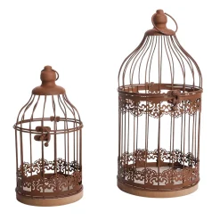 Decoración De Primavera>DecoWoerner Jaulas Decorativas Para Pájaros De Aspecto Oxidado 11 X 24 Cm Y 14,50 X 35 Cm marrón