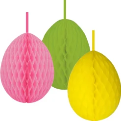 Decoración De Pascua>DecoWoerner Juego De 3 Huevos De Papel De Nido De Abeja multicolor