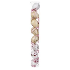 Decoración De Pascua>DecoWoerner Juego De Huevos De Pascua De Espuma Para Colgar, Con Dibujo De Flores Y Lazo 8pcs. blanco