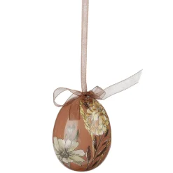 Decoración De Pascua>DecoWoerner Juego De Huevos De Pascua, 5cm Y Marrón Con Patrón De Flores Y Lazo 8pcs. Beige