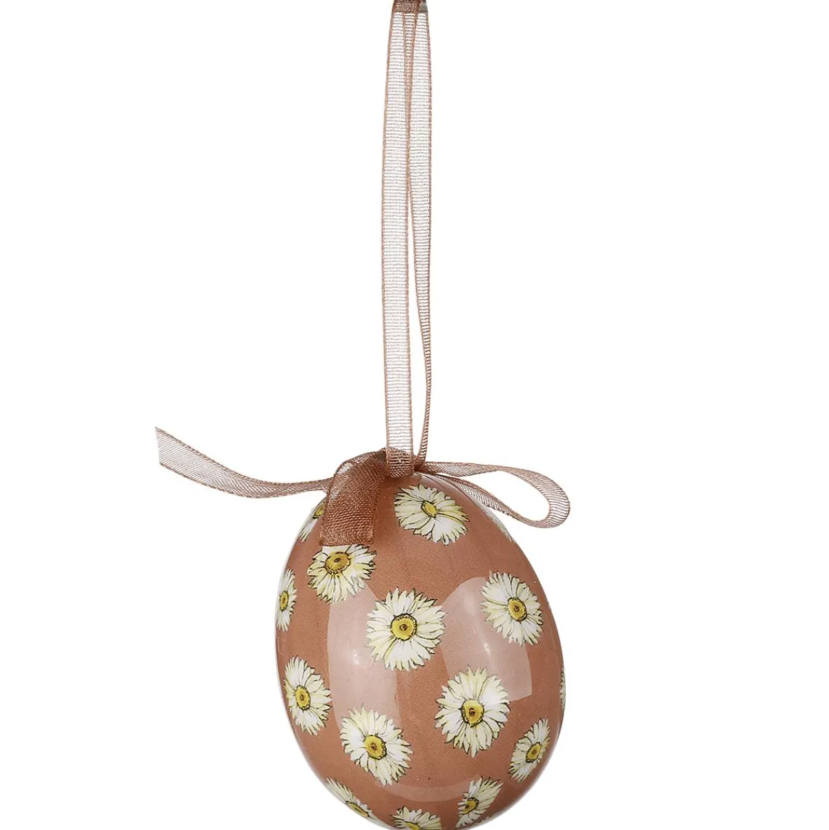 Decoración De Pascua>DecoWoerner Juego De Huevos De Pascua, 5cm Y Marrón Con Patrón De Flores Y Lazo 8pcs. Beige