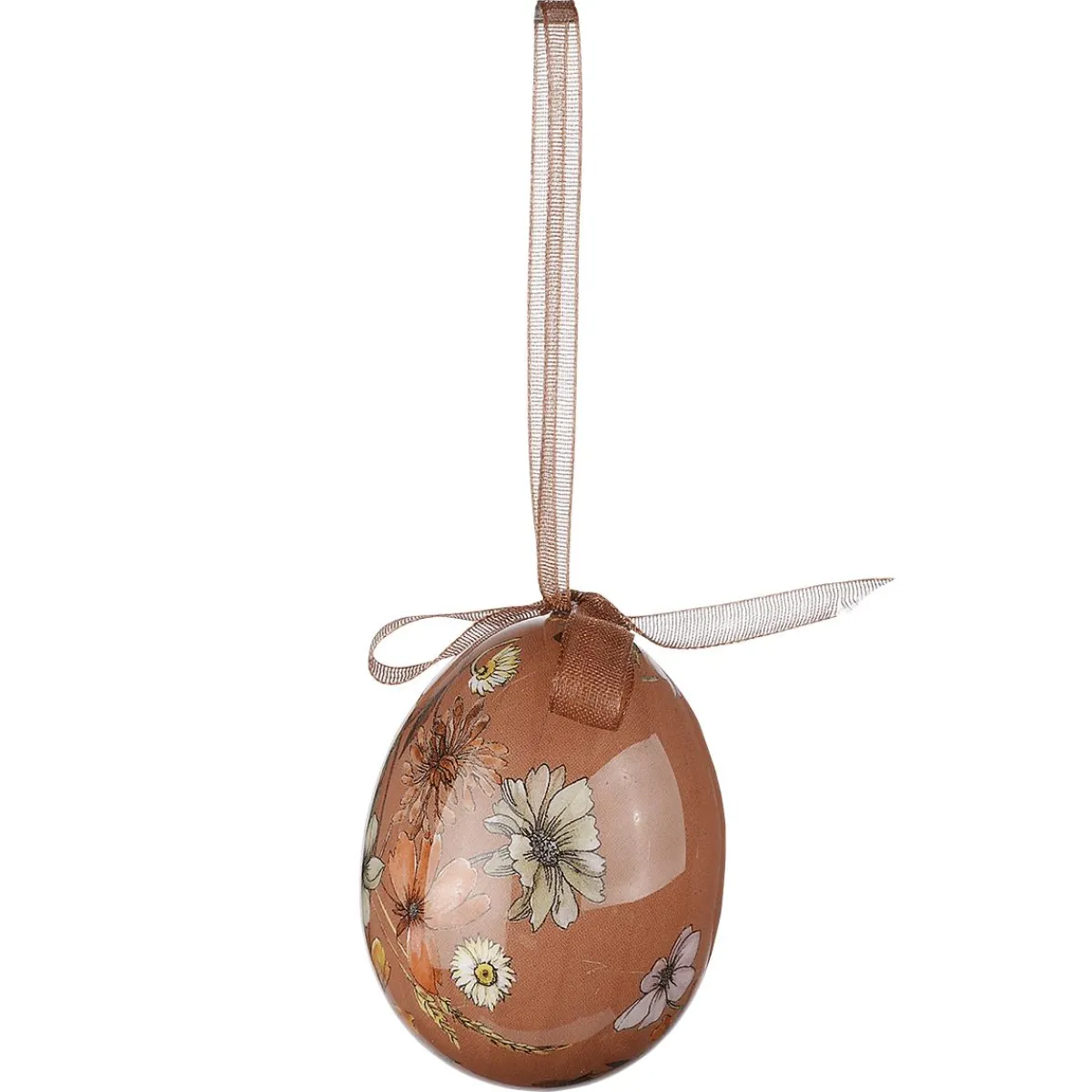 Decoración De Pascua>DecoWoerner Juego De Huevos De Pascua, 5cm Y Marrón Con Patrón De Flores Y Lazo 8pcs. Beige