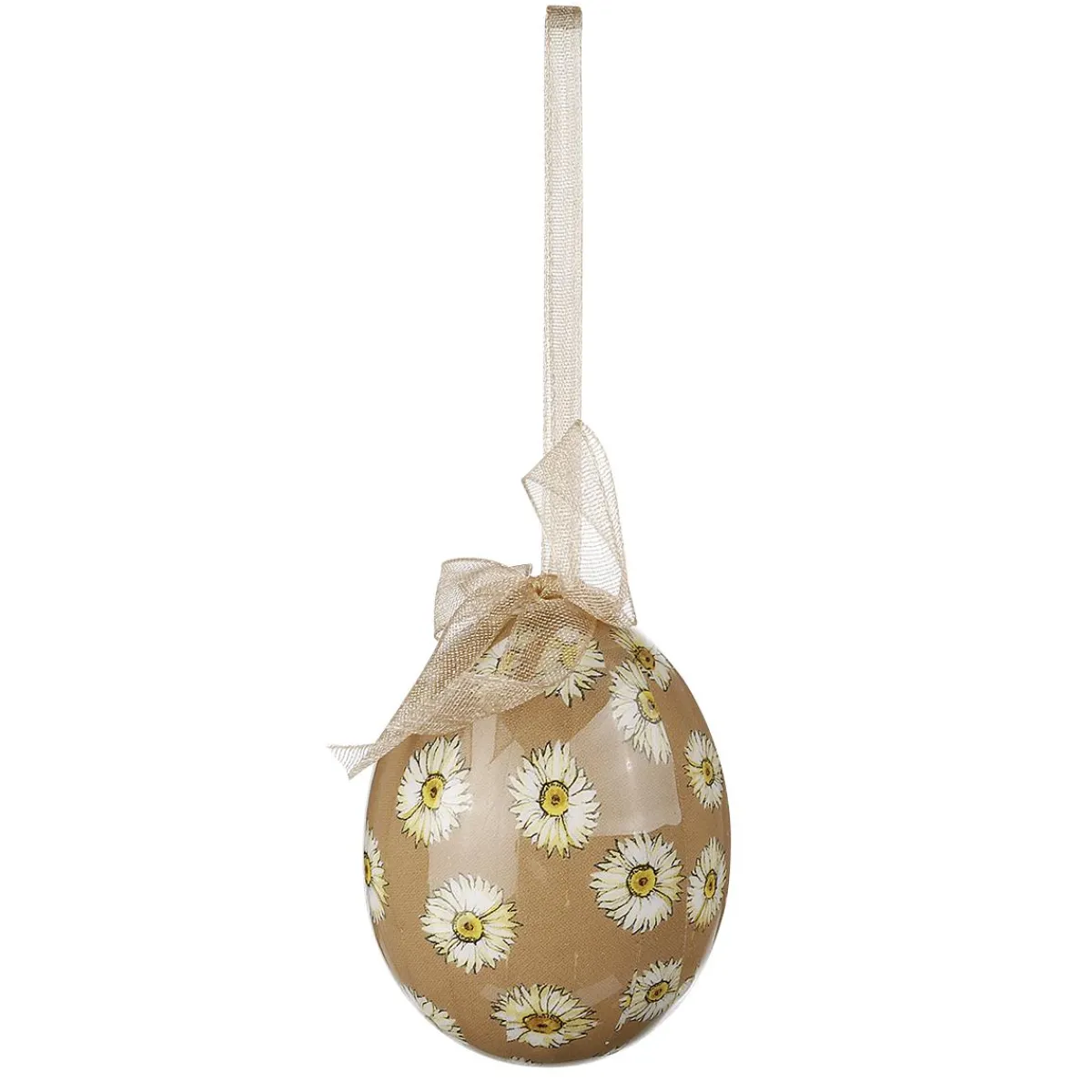Decoración De Pascua>DecoWoerner Juego De Huevos De Pascua, 5cm Y Marrón Con Patrón De Flores Y Lazo 8pcs. Beige