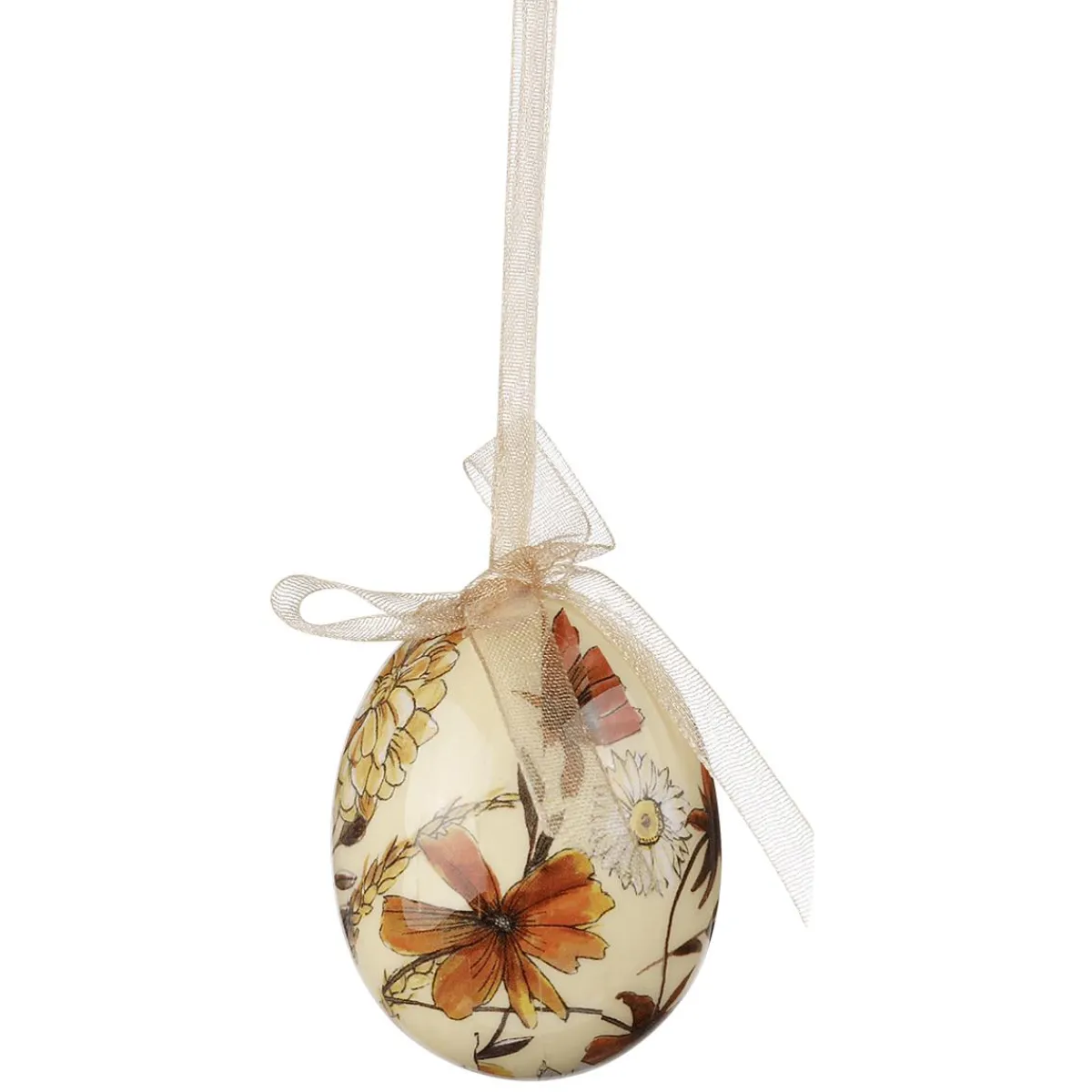 Decoración De Pascua>DecoWoerner Juego De Huevos De Pascua, 5cm Y Marrón Con Patrón De Flores Y Lazo 8pcs. Beige