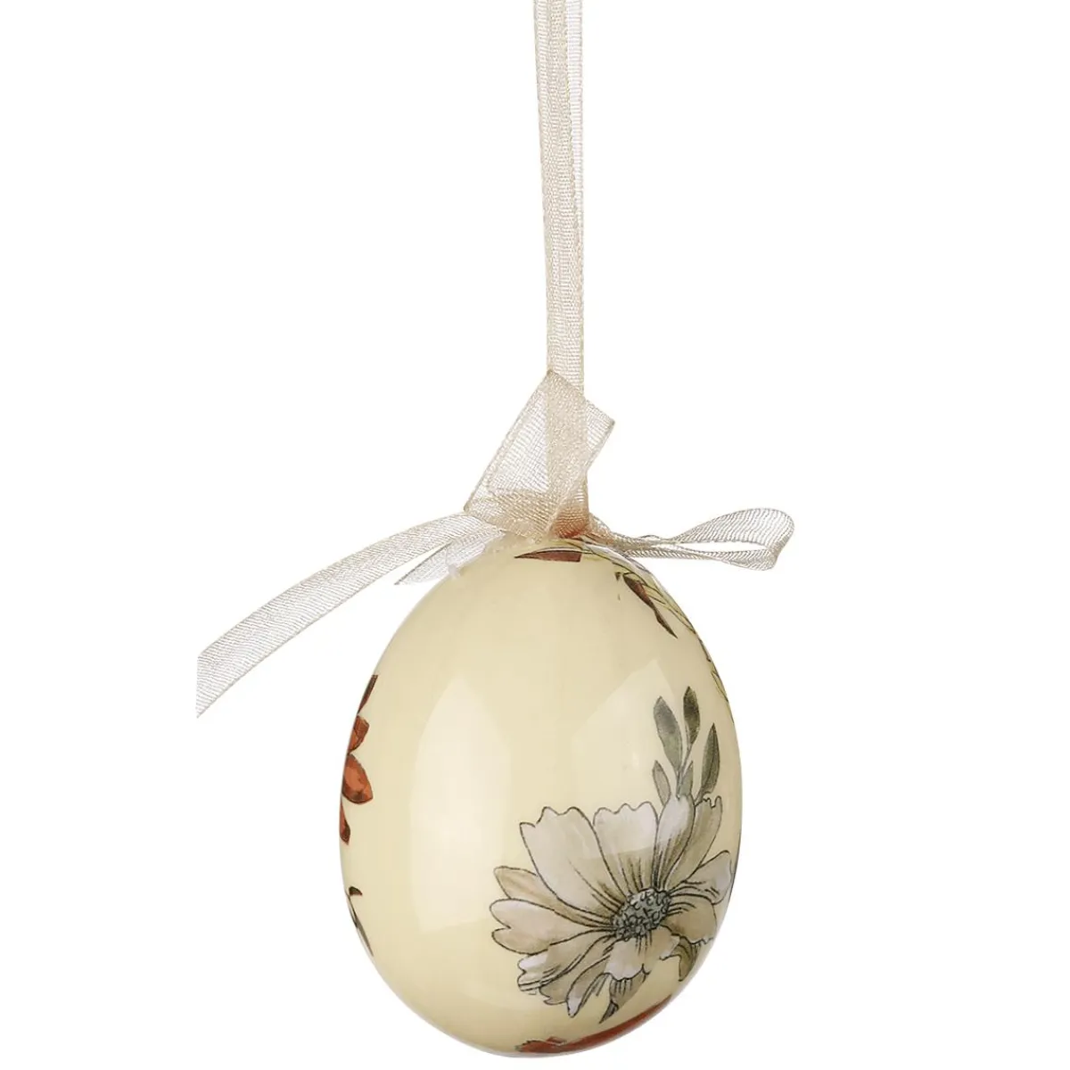 Decoración De Pascua>DecoWoerner Juego De Huevos De Pascua, 5cm Y Marrón Con Patrón De Flores Y Lazo 8pcs. Beige