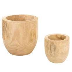 Decoración Natural|Macetas Y Artículos De Decoración>DecoWoerner Juego De Macetas De Madera De 16 A 26 Cm De Altura 2 Piezas marrón