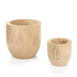 Decoración Natural|Macetas Y Artículos De Decoración>DecoWoerner Juego De Macetas De Madera De 16 A 26 Cm De Altura 2 Piezas marrón
