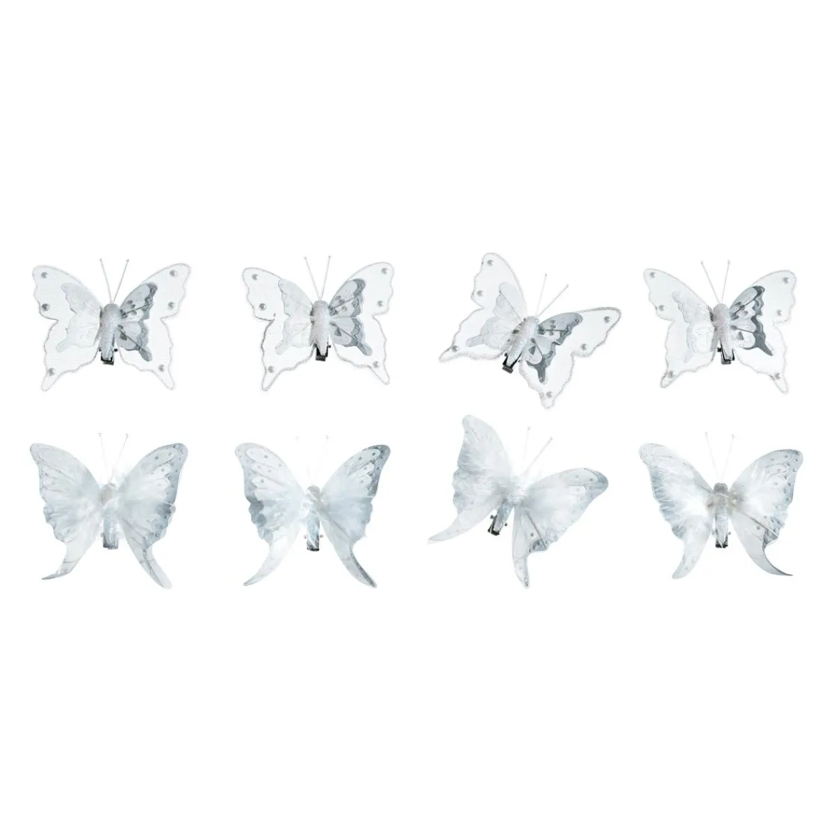 Decoración De Animales|Decoración Temática>DecoWoerner Juego De Mariposas De Plumas De 8 Piezas Blancas Con Clip 8 Cm Ø blanco
