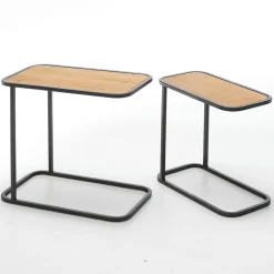Expositores Para Tiendas|Macetas Y Artículos De Decoración>DecoWoerner Juego De Mesa 2 Piezas Metal Madera De Abeto multicolor