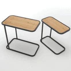 Expositores Para Tiendas|Macetas Y Artículos De Decoración>DecoWoerner Juego De Mesa 2 Piezas Metal Madera De Abeto multicolor