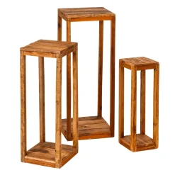 Expositores Para Tiendas|Decoración Natural>DecoWoerner Juego De Mesas Auxiliares De Madera 60, 75, 90 Cm marrón