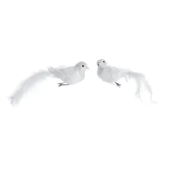 Decoración De Animales|Decoración Temática>DecoWoerner Juego De Pájaros Decorativos 2pcs. Con Plumas Y Clip 4 X 20 Cm blanco