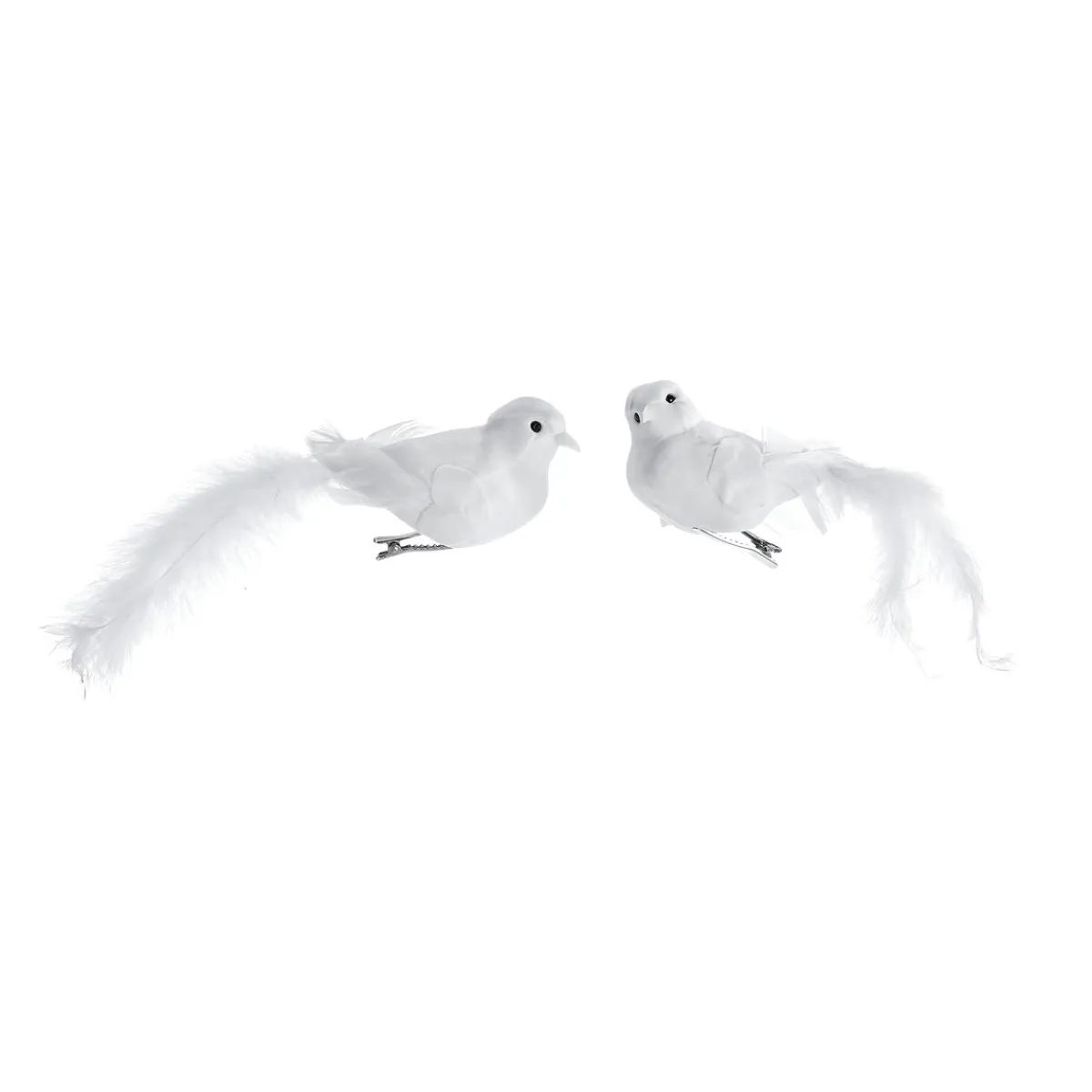 Decoración De Animales|Decoración Temática>DecoWoerner Juego De Pájaros Decorativos 2pcs. Con Plumas Y Clip 4 X 20 Cm blanco